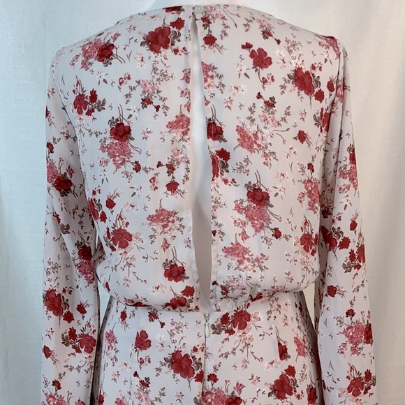 Forever 21 Pink Open Back Floral Romper with Bell Sleeve - Picture 13 of 16